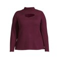 thumbnail image 5 of Como Blu Women's Plus Mock Neck Cutout Top, 5 of 5
