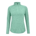 thumbnail image 6 of Quarter Zip Pullover Women, Comdrip Damen Sportshirt Langarm Mit Stehkragen Halbem Reißverschluss Atmungsaktives Funktionsshirt Für Fitness Laufen Yoga Outdoor 1/4 Zip Pullover Women Light Green XL, 6 of 9