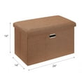 thumbnail image 3 of VECELO 24" Collapsible Srorage Ottoman, Linen Big Storage Bench Footrest Stool, Folding Use for Bedroom Living Room, Brown, 3 of 12