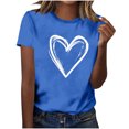 thumbnail image 2 of Hauts pour Femmes Saint-Valentin Manches Courtes Imprimé Cœur Col Rond T-Shirt Décontracté Bleu TG, 2 of 6