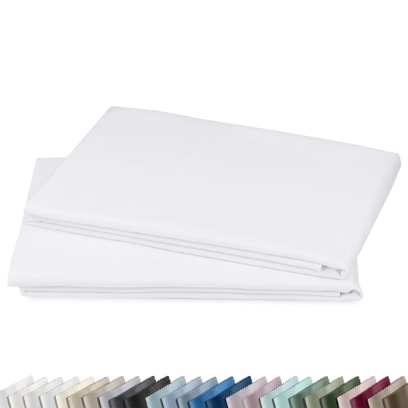 California Design Den 600 Thread Count Standard Pillow Cases, Set of 2 100% Cotton Sateen, Fits all Standard or Queen Pillows, Bright White
