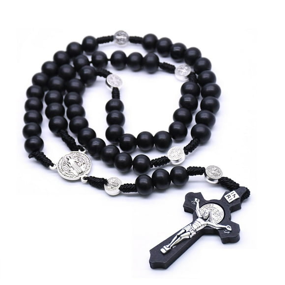 Cruz de Madera Joyería Religiosa Cruz ST. Benedict Beaded Regalo Beads con Crucifijo Mujeres Hombres Fernando COLLAR COLGANTE