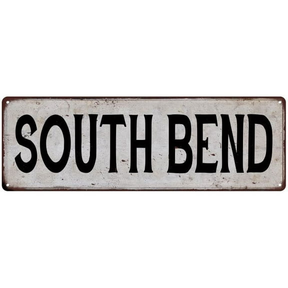 SOUTH BEND Vintage Look Rustic Metal City State Sign 6 x 18 High Gloss Metal 206180041305
