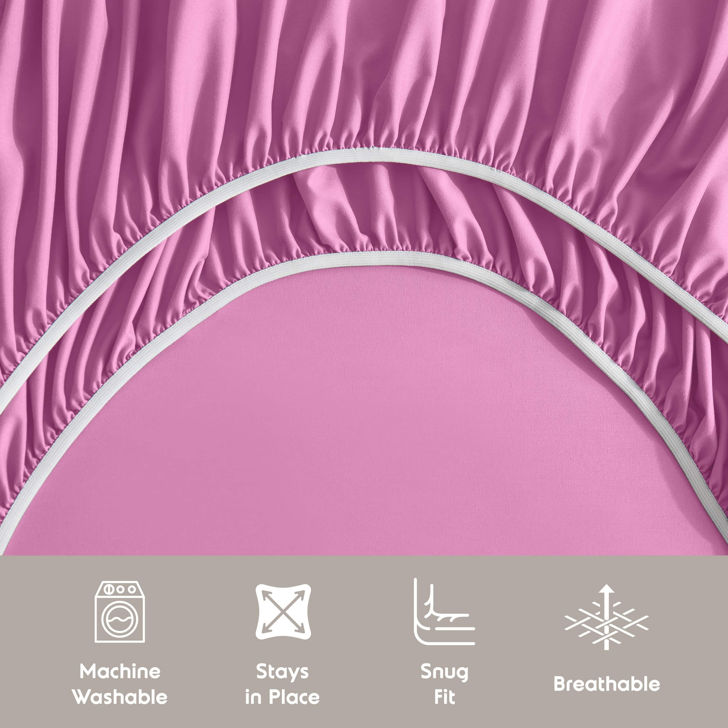 Lammaloe Twin XL Sheets Set, Hotel Style Deep Pocket 3 Piece Bed Sheets, Soft Microfiber Kids Bedding Set, Light Pink