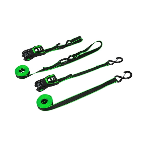 XSTRAP 2-pack 1"x14' Aluminum Standard Duty Ratchet Tie-Downs with S Hooks and Soft Loop