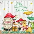 thumbnail image 1 of Festive Christmas Shower Curtain with Santa, Snowman & Reindeer Design, 1 of 5