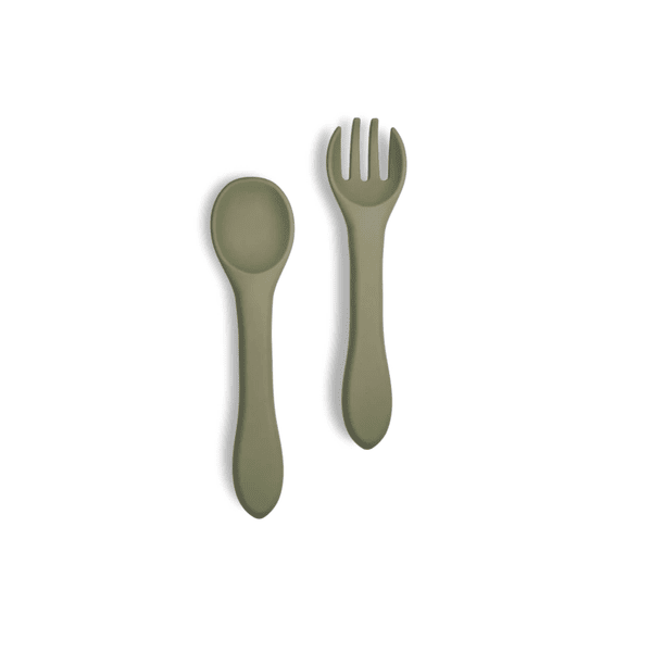 Silicone Baby Fork and Spoon Set - 100% Food Grade Toddlers Silicone Utensils Set,BPA Free Anti-Choke Baby Spoon and Toddler Fork Combo