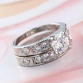 thumbnail image 3 of Round Cut White CZ 925 Silver Band Women's Engagement Party Ring Sets Size 6-10, 3 of 3