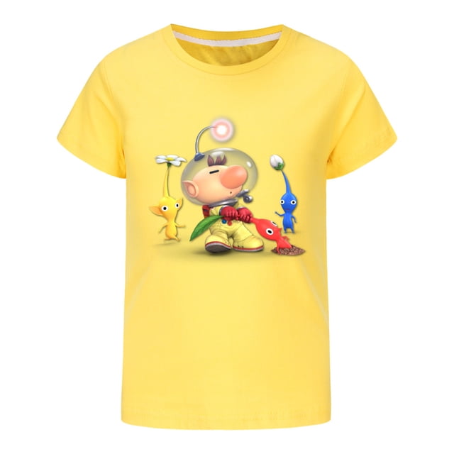 Pikmin Wiki T-shirt pour Garçons de 6 à 13 Ans, Mode, Col Rond, Pur Coton, T-shirt à Manches Courtes avec Dessin Animé