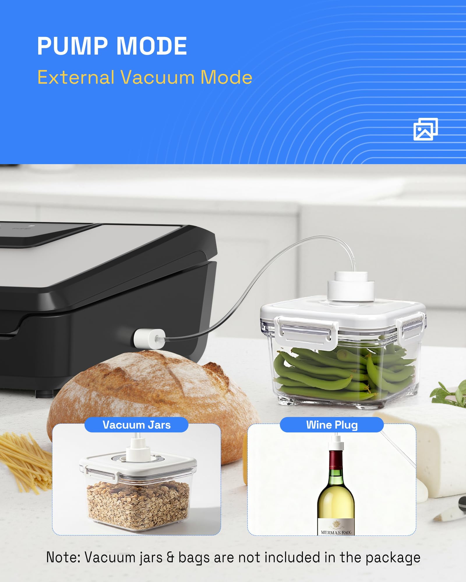 HBN Vacuum Sealer Machine, 80Kpa Automatic Vacuum Sealer Built-in Cutter & Bag Storage,Food Storage Vacuum Sealer with 1 Bag Roll & 20 Bags