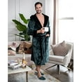 thumbnail image 2 of Lotus Linen Plush Hooded Robe for Men - Soft Fleece Bathrobe Green Black  L/XL, 2 of 10