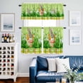 thumbnail image 2 of Easter Bunny Kitchen Curtains Sets for Windows 24 Inch Length, Spring Green Garden Floral Botanical Plaid Rod Pocket Window Treatments Tier Curtains and Valances Set for Bedroom/Bathroom, 2 of 8