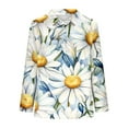 thumbnail image 6 of LEKWK Womens Tops Dressy Casual Vertical Striped Floral Collared V Neck Long Sleeve Boho Tops Vintage Flower Print Summer Beach Blouse, 6 of 6