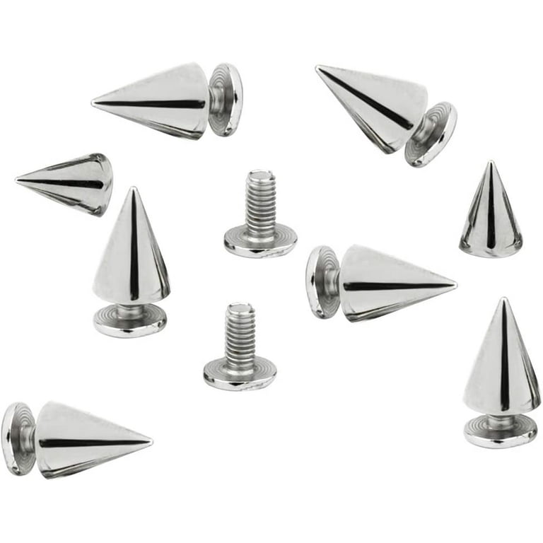Trimming Shop 8mm x 12mm Screwback Silver Spike Cone Studs For DIY