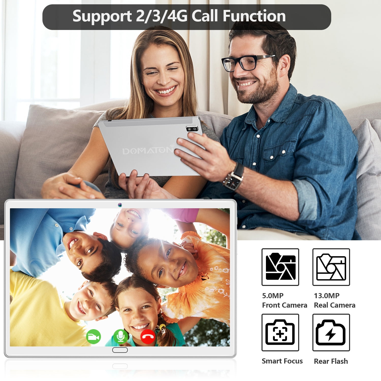 2-in-1 10 inch Android 11 Tablet, 4G Cellular Tablet with Keyboard Case, 4GB RAM 64GB Storage, 13MP Dual Cameras, IPS Full HD,WiFi Tablet, GPS, Silver