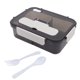 thumbnail image 4 of Cajas Bento con 3 Compartimentos Fiambrera Bento de Gran Capacidad de 1500 ml para Estudiantes Trabajadores Hogar Escuela Oficina Blanco, 4 of 14