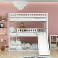 thumbnail image 2 of Full-Over-Full-Over-Full Triple Bed with Built-in Ladder and Slide , Triple Bunk Bed with Guardrails, White, 2 of 8