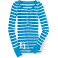 thumbnail image 1 of Aeropostale - Camiseta térmica para mujer con rayas henley, azul, extragrande, 1 of 1