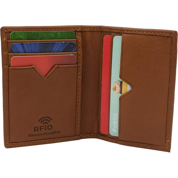 Leather Credit Card Holder Wallet for Men and Women, Thin Bifold RFID Blocking Wallet, Slim Front Pocket Minimalist Wallet, Small Card Case Tan