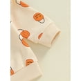 thumbnail image 7 of Suealasg Toddler Baby Girl Halloween Outfit 6M 1T 2T 3T Long Sleeve Round Neck Pumpkin Print Sweatshirt Sweatpants Infant Girls Fall Halloween Clothes, 7 of 7