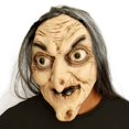 thumbnail image 1 of Máscara de bruja de Halloween de látex con cara de anciano aterrador con peluca, 1 of 5