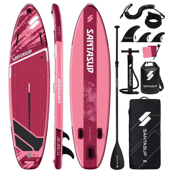 Santasup Inflatable Paddle Board, 10'6 Black Stand Up SUP Boards for Adults & Youths of All Skill Levels, Wide & Non-Slip Deck Design Blow Up Paddleboards with Premium Accessories & Waterproof Bag