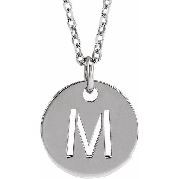Precious Stars Unisex Sterling Silver Initial M Dangle Disc Necklace