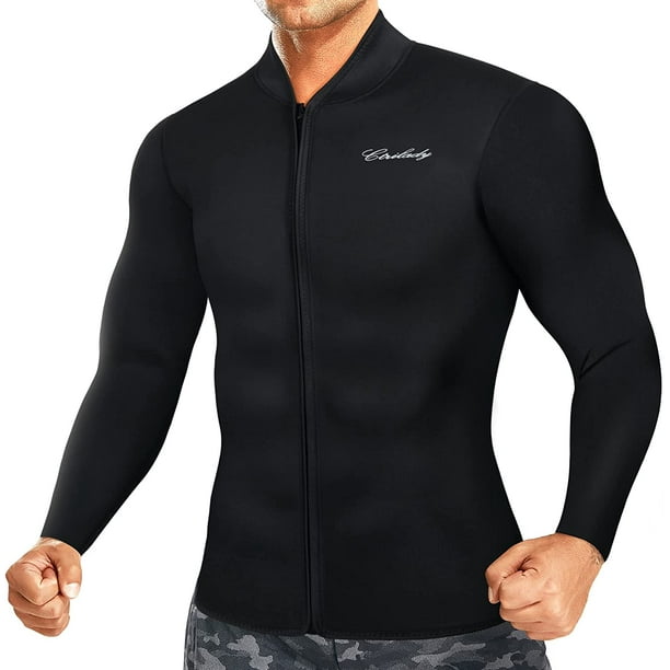 Nebility Men's Neoprene Wetsuit Jacket with Front Zipper and Long
