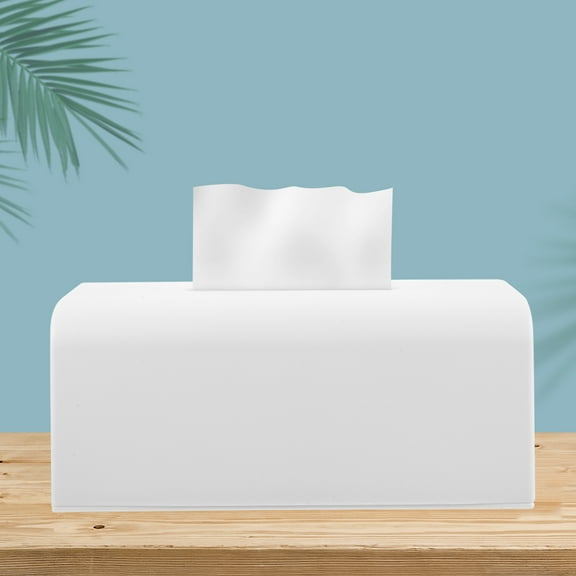 KALLORY 1Pcs White Plastic Rectangular Tissue Box for Home and Car