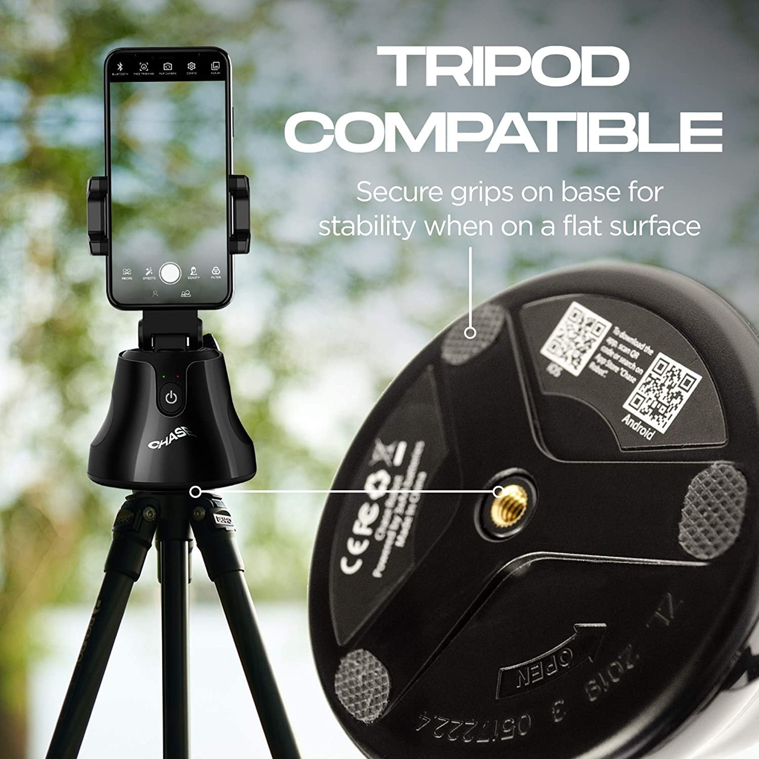 iJoy Chase Robot Phone Stand Auto Face Tracking Tripod 360 Rotation for Cell Phones