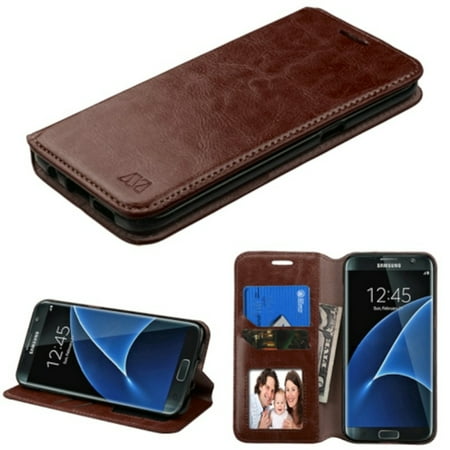 Leather Stand - Samsung Galaxy S7 Edge Case, by Insten Flip Leather Wallet Cover Stand Case with card slot For Samsung Galaxy S7 Edge case cover