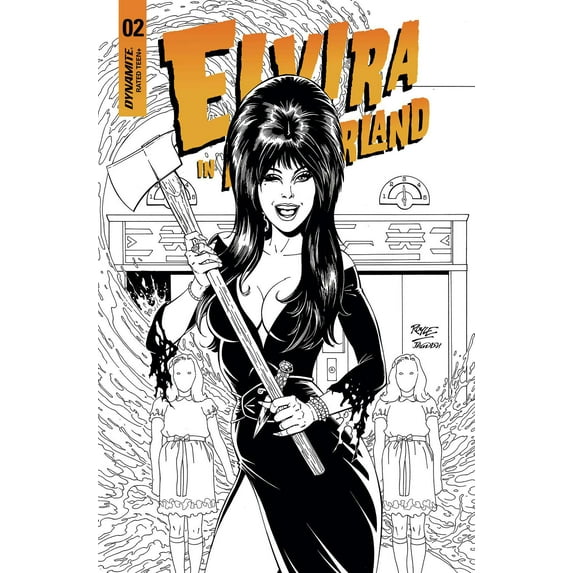Dynamite Entertainment Elvira In Horrorland #2 2022 (1:15 John Royle B&W Incentive)