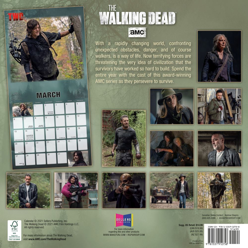 Amc The Walking Dead R 2022 Wall Calendar 16 Month Other Walmart Com