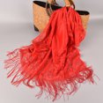 thumbnail image 4 of SWSMCLT Women's Lace Fringe Wrap Scarf for Evening Dresses Satin Shawl and Wraps Pashmina Wedding Bridal Party Elegant Soft Scarves Red One Size, 4 of 4