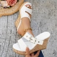 thumbnail image 5 of Platform Sandals for Women Cork Wedges Backless High Heels Open Toe 2026 Summer Fashion Buckle Strap Slip on Slides White Size 6, 5 of 8