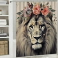 thumbnail image 5 of COMIO Lion Adorable Animal with Beautiful Flower Wreath Shower Curtain Multiple Sizes White, 5 of 6