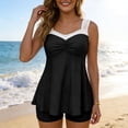 thumbnail image 6 of Ahdbta Tankini Swimsuits for Women Tummy Control Two Piece Bathing Suit Color Block Flowy Swim Tank Top with Boyshorts, 6 of 9