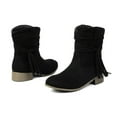 thumbnail image 6 of Wensltd Fall Shoes for Women Fashion Casual Trendy Winter Chunky Heel Tassel Suede Ankle Boots Black, 6 of 8
