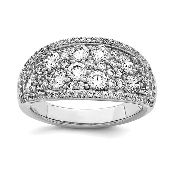 925 Sterling Silver Rhodium Plated Pave Cubic Zirconia Ring Size 6 Ring for Women