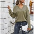 thumbnail image 3 of Suéter De Invierno, Lavar A Máquina Blusa De Mujer Cuello En V Transpirable Color Puro Con Bolsillo Para Oficina ANGGREK Otros, 3 of 8