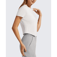 thumbnail image 4 of G4Free Women's Cropped Workout Tops Crewneck Short Sleeve T-Shirt Relaxed Fit Casual Athletic Waist Length Tees, 4 of 8