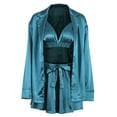 thumbnail image 5 of Women Pajamas Sexy Breathable Elegant Summer Women Solid Color Ruched Silk Nightwear for Home, 5 of 7