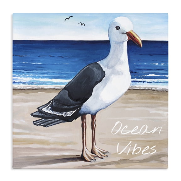 Stupell Industries Tropical Ocean Vibes Coastal Seagull Beach Canvas Art, 30 x 30, by Elizabeth Tyndall