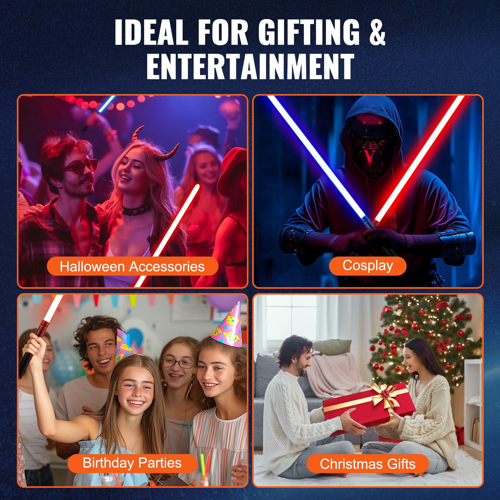 Rechargeable LED Light Sword, 40-Inch with 16 Sound Effects and 12 RGB Light Modes, Motion Control, Aluminum Alloy Handle, Ideal for Halloween and Parties