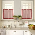 thumbnail image 4 of Valentines Pink Plaid 3 PCS Kitchen Curtain Valance and Tiers Set,Rod Pocket Small Half Tier Valances Window Curtains Panel,Red Valentines Day Holiday Spring Leaves 55"x24" (Set of 2 Tiers & Valance), 4 of 5