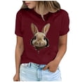 thumbnail image 2 of Tops de Cuello Alto para las Mujeres Amante Impreso Camiseta Cuello Redondo Manga Corta, Poliéster Spandex, 2 of 7