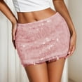 thumbnail image 5 of MIXUE Skirts For Women Summer Sequins Solid Color Elastic Waist Party Club Casual Bodycon Mini Skirt Workwear,Red,L, 5 of 7