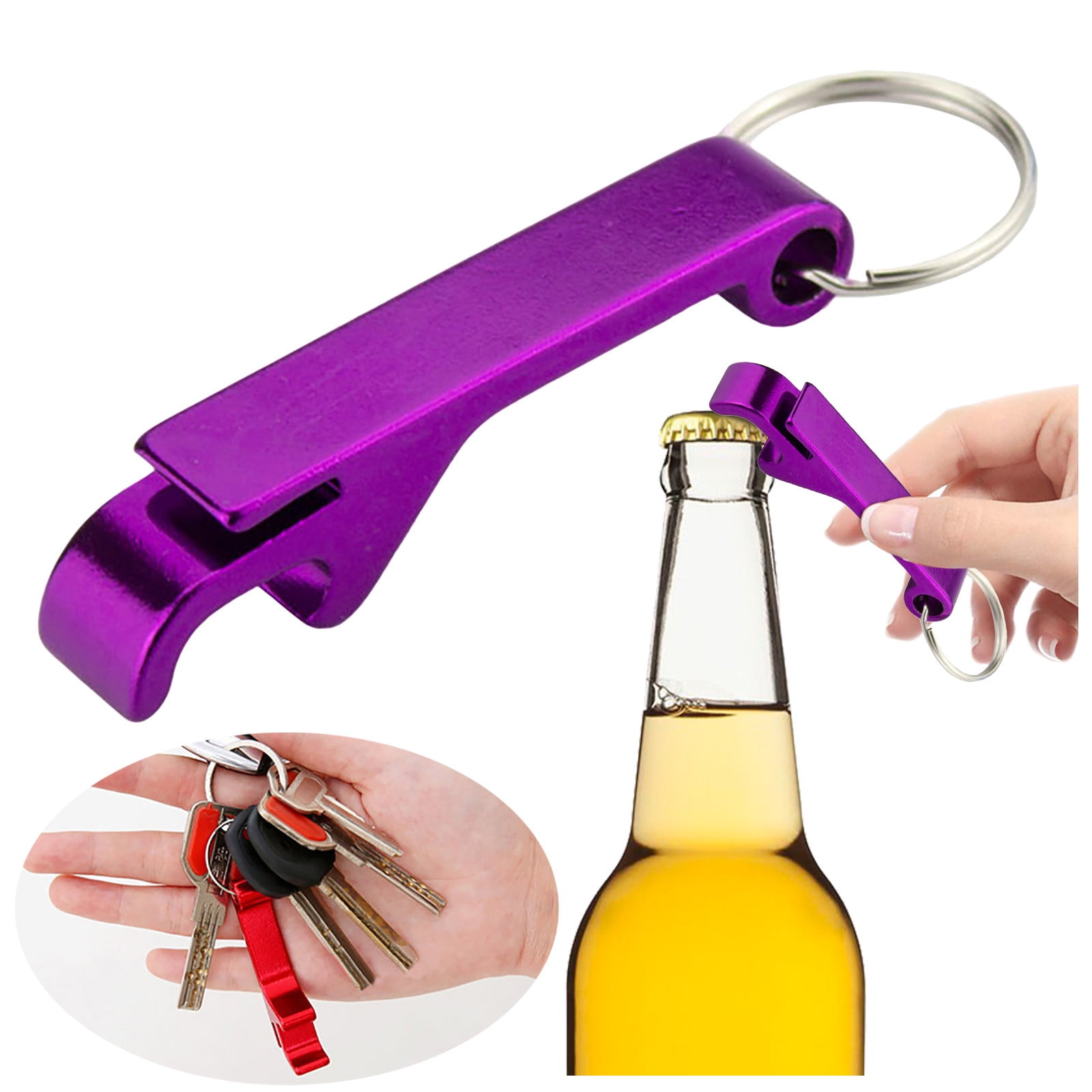 Portable 4 in 1 Wine Bottle Opener Key Ring Key Chain Metal Beer Bar Tool Claw 