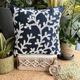 thumbnail image 2 of The HomeCentric Euro Pillow, Navy Blue Euro Pillowcases Pack of 2, 26x26 inch (65x65 cm) Silk European Shams, Corals, Sea Weeds, Beaded, Mediterranean European Sham&nbsp;Pillow Covers - Navy Corals, 2 of 10