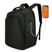BAGSMART Laptop Backpack, 18.5" Expandable Travel Backpack with USB Charging Port fits, Large Computer Backpack School Bookbag for College Work Business Trip,Men Women, Black